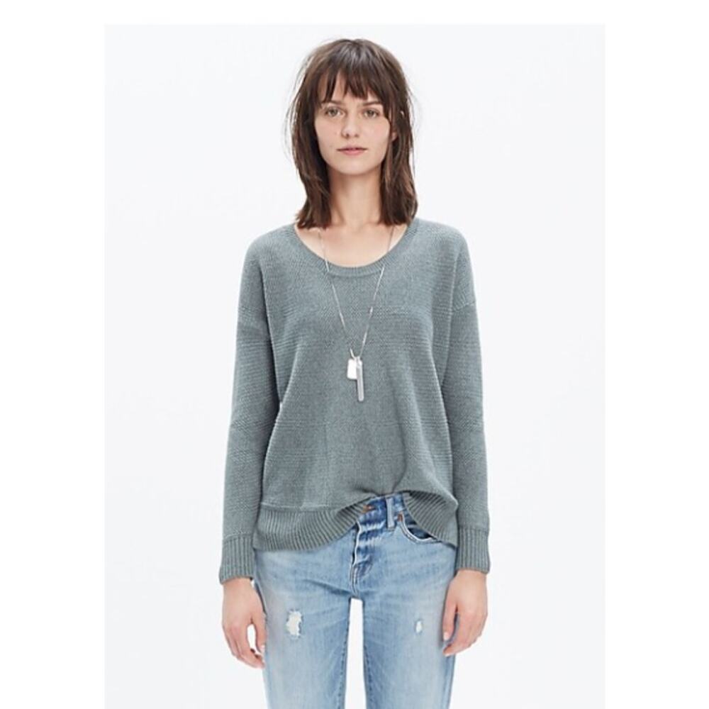 Madewell Size S Chronicle Texture Pullover Sweater in Sage Green Minimalist